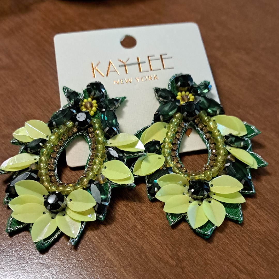 Kaylee New York Green And Yellow Statement Earrings